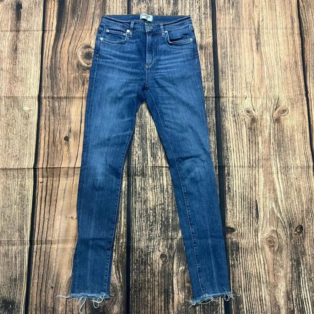 Agolde Women's Skinny Jeans Size 27 Blue‎ Medium Wash Frayed Hem